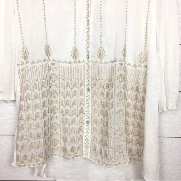 Tiny White Embroidered Sheer Shirt Anthropologie - Picture 3 of 6